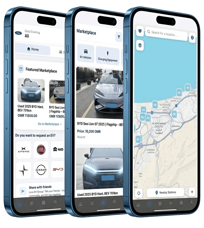 معاينة شاشات تطبيق EV Group